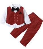 Baby boys party wear 3-piece suit set (shirt, waistcoat & pant with bow tie)
