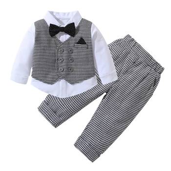 Baby boys party wear 3-piece suit set (shirt, waistcoat & pant with bow tie) 3