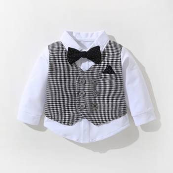 Baby boys party wear 3-piece suit set (shirt, waistcoat & pant with bow tie) 4