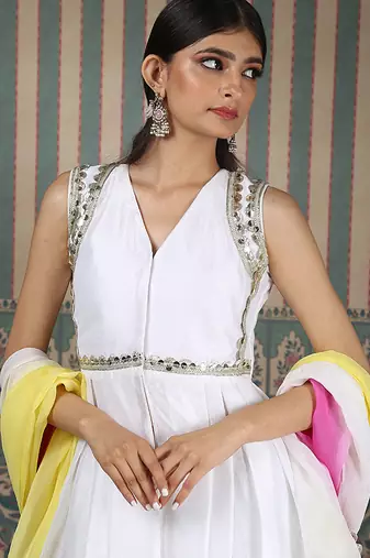 White embroidered kurta set