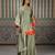 Green embroidered silk blend kurta set