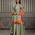 Green embroidered silk blend kurta set