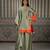 Green embroidered silk blend kurta set