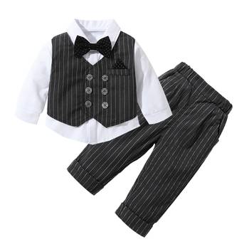 Baby boys party wear 3-piece suit set (shirt, waistcoat & pant with bow tie) 3