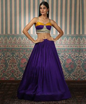 purple silk lehenga set 1