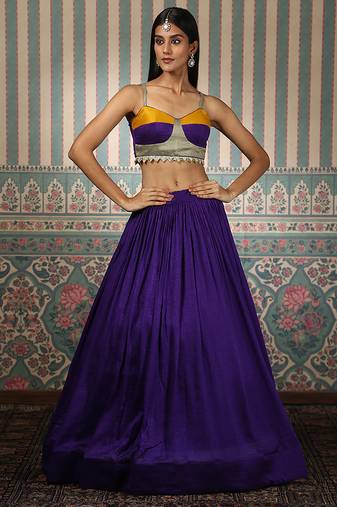 purple silk lehenga set