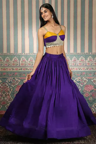 purple silk lehenga set