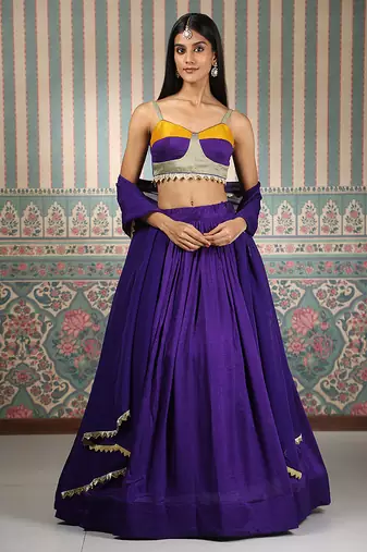 purple silk lehenga set