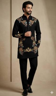 Midnight royale embroidered kurta set 1