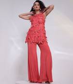 Pink embroidered silk co ord set