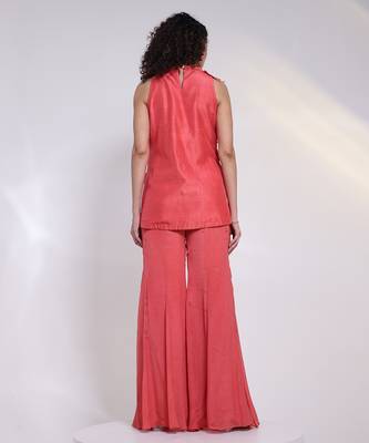 Pink embroidered silk co ord set 5