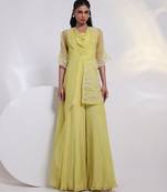 Green embroidered chinon jumpsuit with jacket