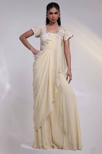 Ivory embroidered silk co ord set