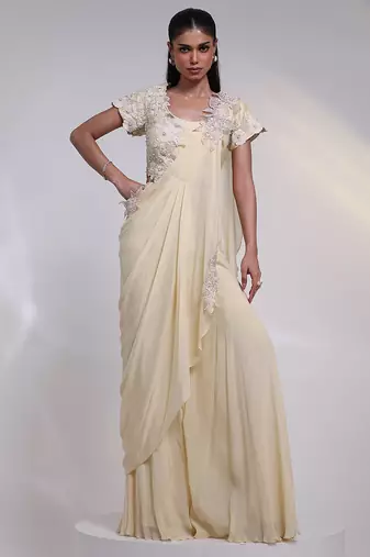 Ivory embroidered silk co ord set