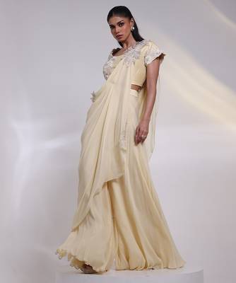 Ivory embroidered silk co ord set 2