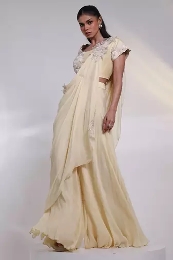 Ivory embroidered silk co ord set
