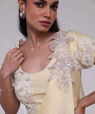 Ivory embroidered silk co ord set 3