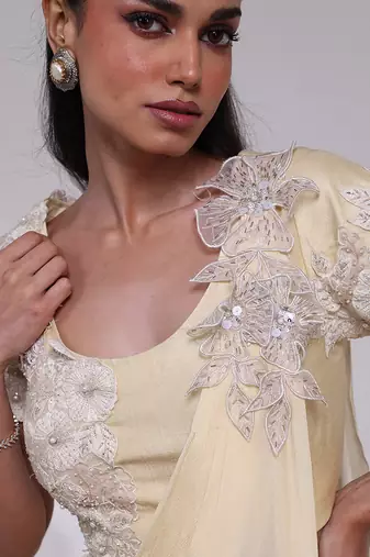 Ivory embroidered silk co ord set