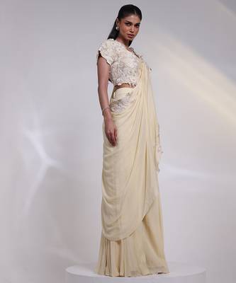 Ivory embroidered silk co ord set 4