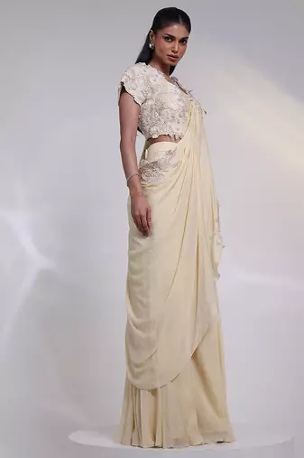 Ivory embroidered silk co ord set