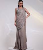 Grey embroidered silk co ord set