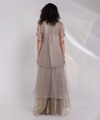 Grey embroidered tissue co ord set  3