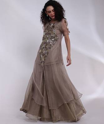 Grey embroidered tissue co ord set  4