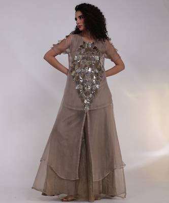 Grey embroidered tissue co ord set  5