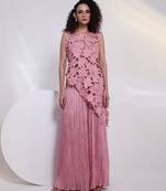 Pink embroidered chinon co ord set