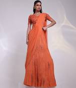Orange embroidered crepe co ord set