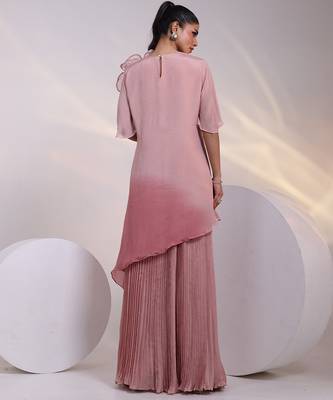 Pink embroidered chinon co ord set 3