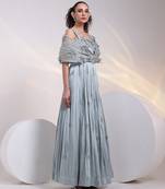 Grey embroidered satin gown