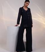 Blue embroidered organza co ord set