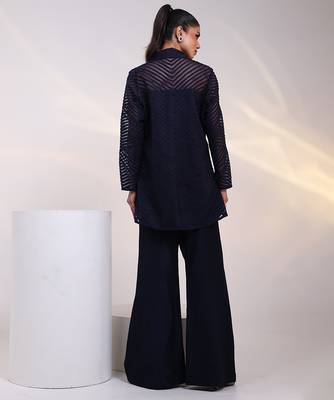 Blue embroidered organza co ord set 5