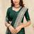 dark green crepe silk saree with zarkan diamond work