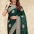 dark green crepe silk saree with zarkan diamond work