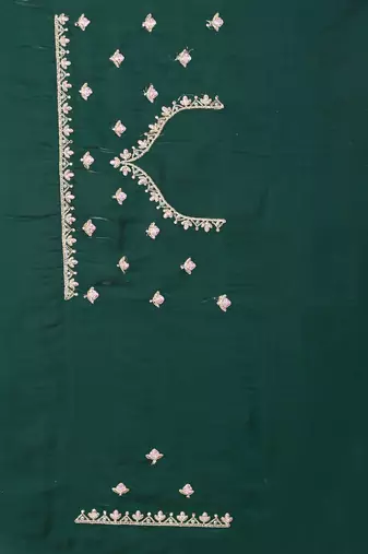 dark green crepe silk saree with zarkan diamond work