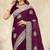 wine heavy coding embroidered zarkan diamond work crepe silk blend saree for women
