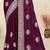 wine heavy coding embroidered zarkan diamond work crepe silk blend saree for women