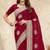 red heavy coding embroidered zarkan diamond work crepe silk blend saree for women