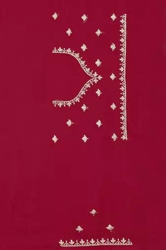 red crepe silk saree with zarkan diamond work