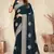 teal blue crepe silk saree with zarkan diamond work