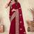 red coding embroidered zarkan diamond work crepe silk blend saree for women