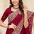 red coding embroidered zarkan diamond work crepe silk blend saree for women