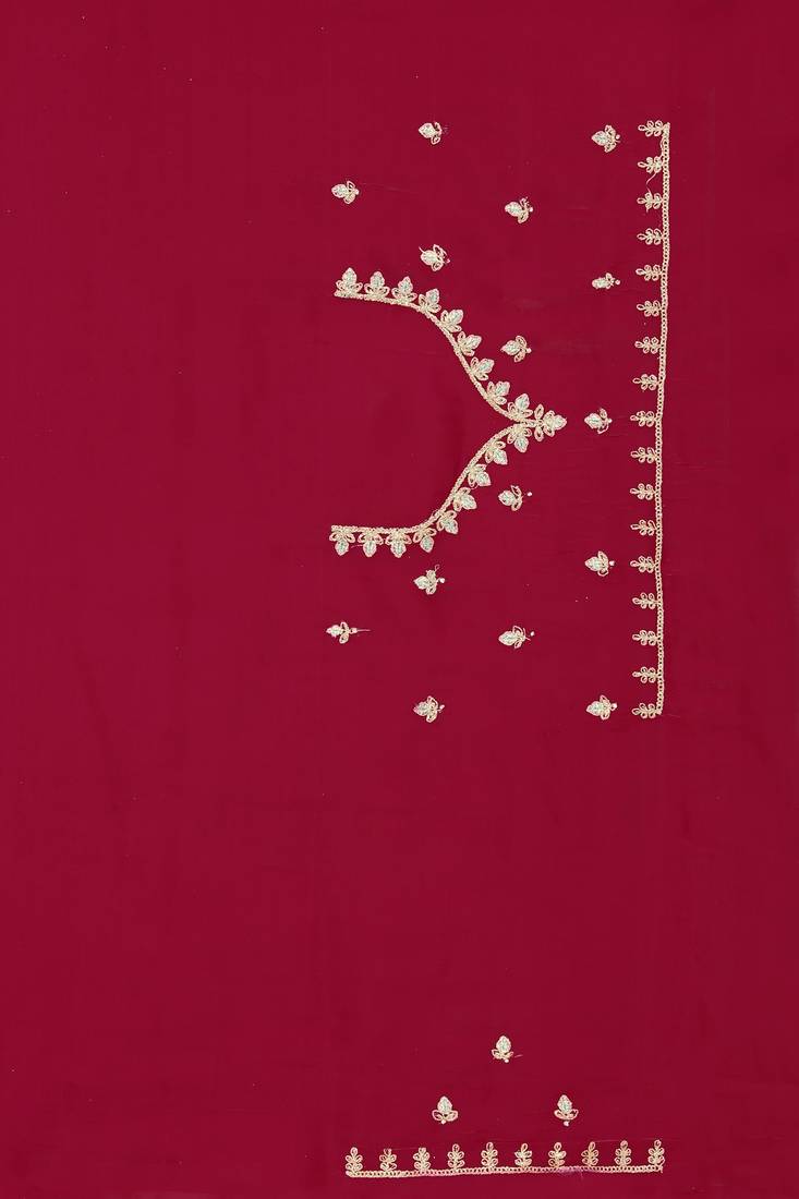 red coding embroidered zarkan diamond work crepe silk blend saree for women