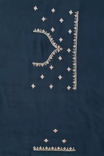teal blue crepe silk saree with zarkan diamond work
