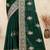 dark green crepe silk saree with coding zarkan work