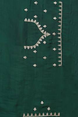 dark green crepe silk saree with coding zarkan work 5
