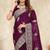 wine coding embroidered zarkan diamond work crepe silk blend saree for women