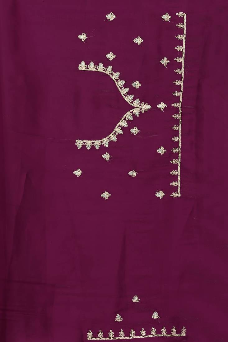 wine coding embroidered zarkan diamond work crepe silk blend saree for women